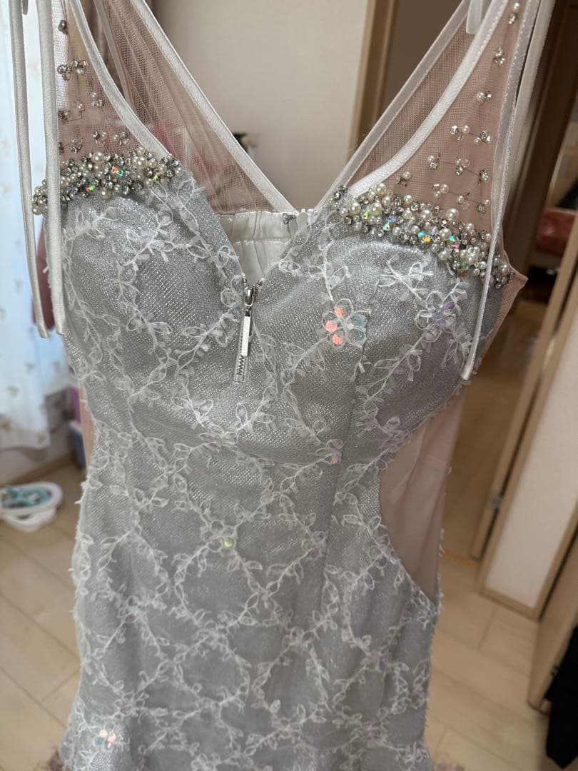 ROBE de FLEU ライトグレー スリップドレス