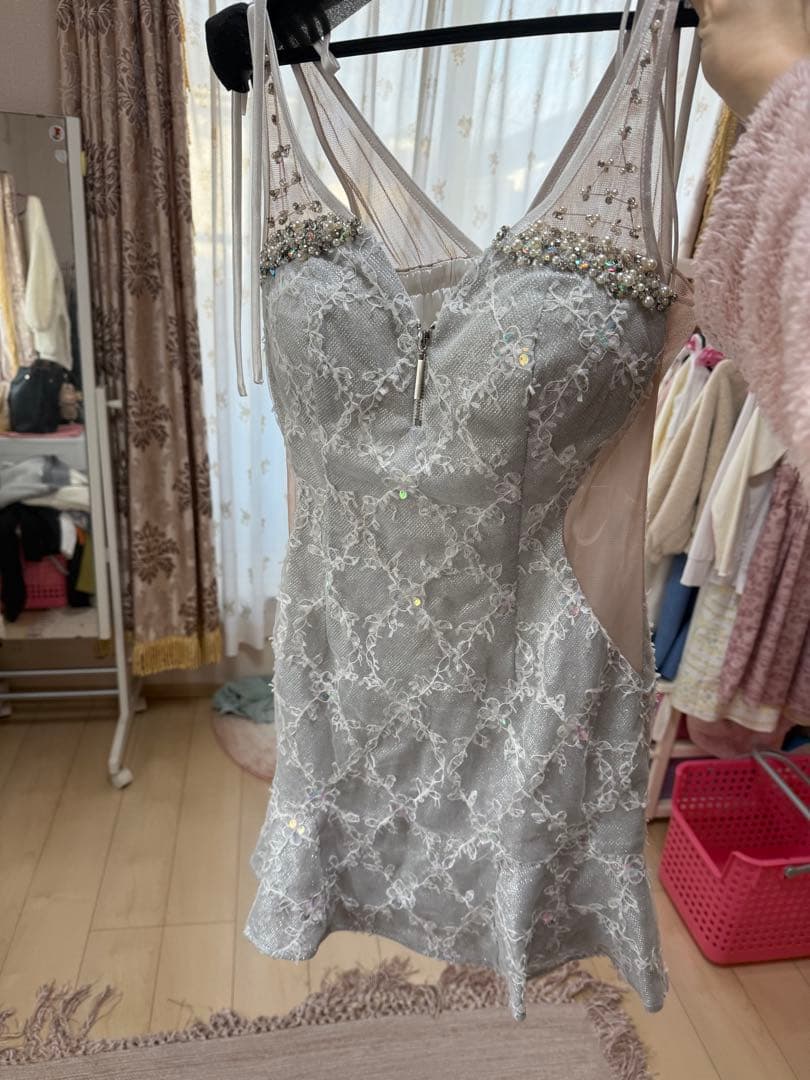 ROBE de FLEU ライトグレー スリップドレス