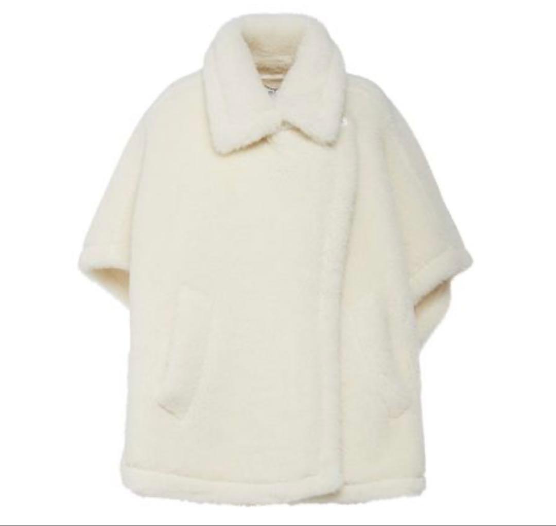 アイボリー フリース ポンチョジャケット　カバー付き