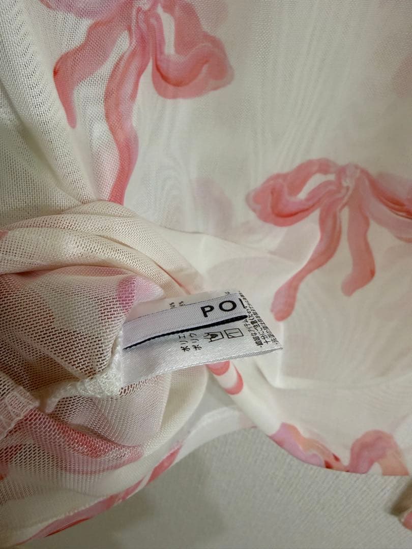 poppy シースルートップス　ピンクリボン