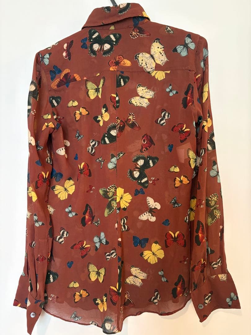 ドルチェ&ガッバーナ　蝶柄シフォン長袖シャツ