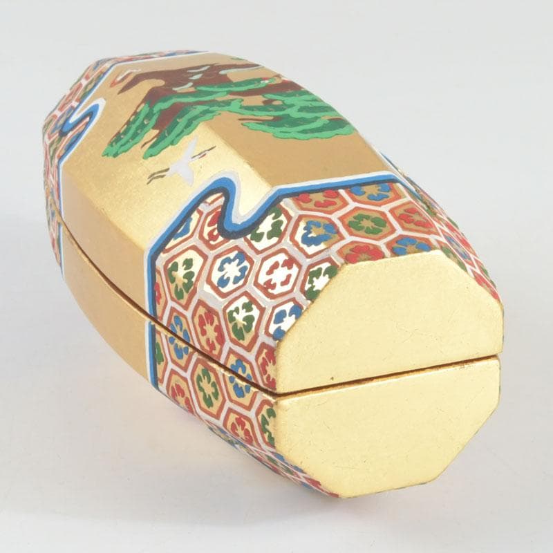 aoi　島津有職庵作　本金箔京彩　ぶりぶり香合　共布共箱　V　9488