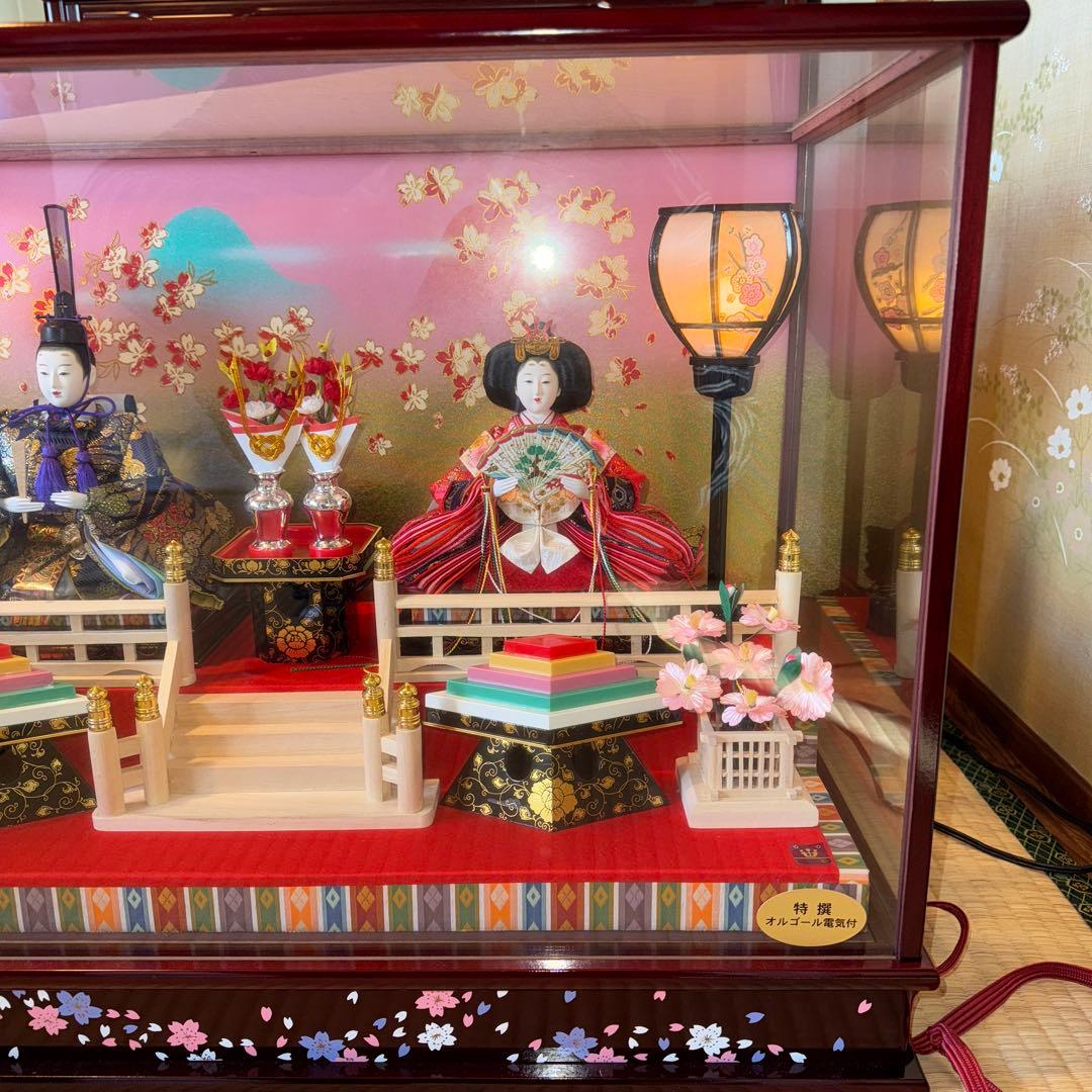 雛人形 ガラスケース入り オルゴール電気付き