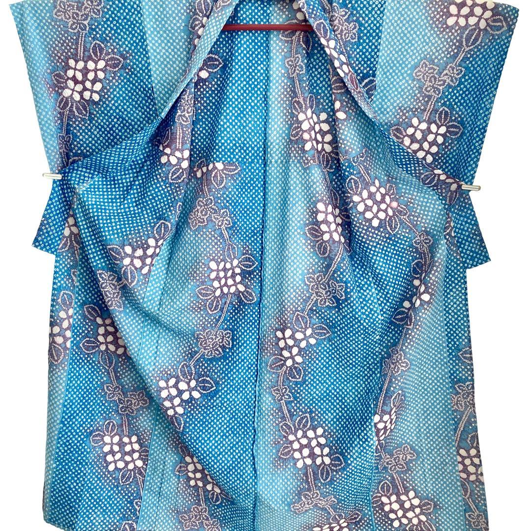 ★ QPです★新品未使用品　紫陽花　有松絞り　絞り浴衣　 浴衣　NO7