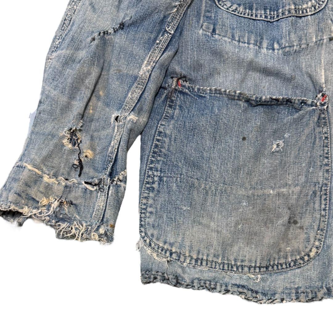 50s PAY-DAY デニムカバーオール 42 ボロ フェード