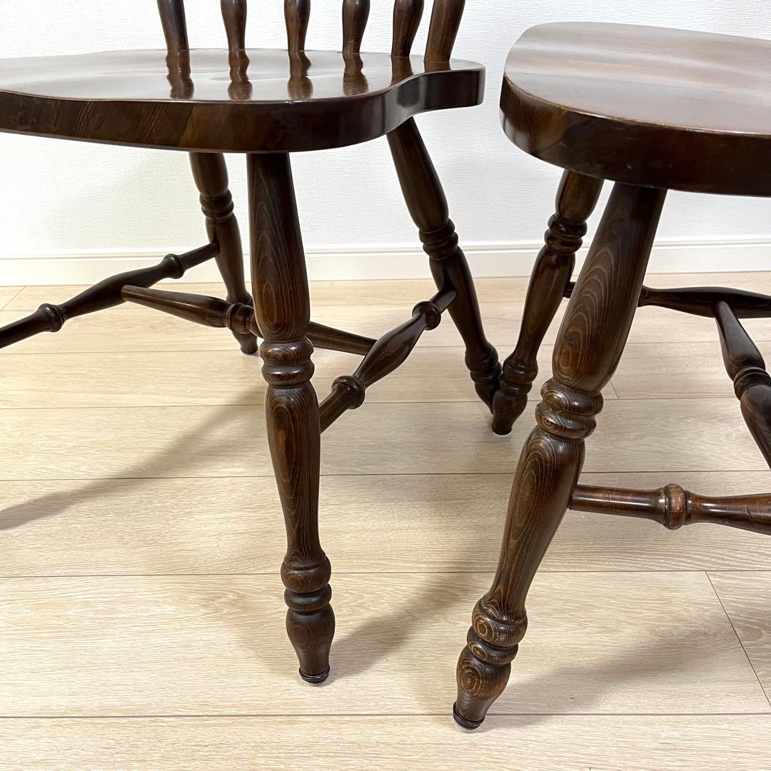 て53【2脚セット】柏木工 ウィンザーチェア 木製ダイニングチェア 無垢