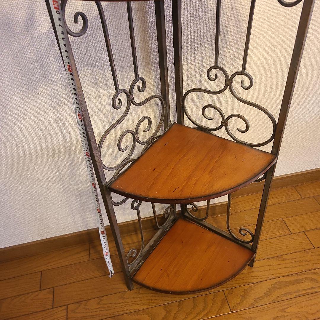 アンティーク調　折り畳み式　コーナーシェルフ