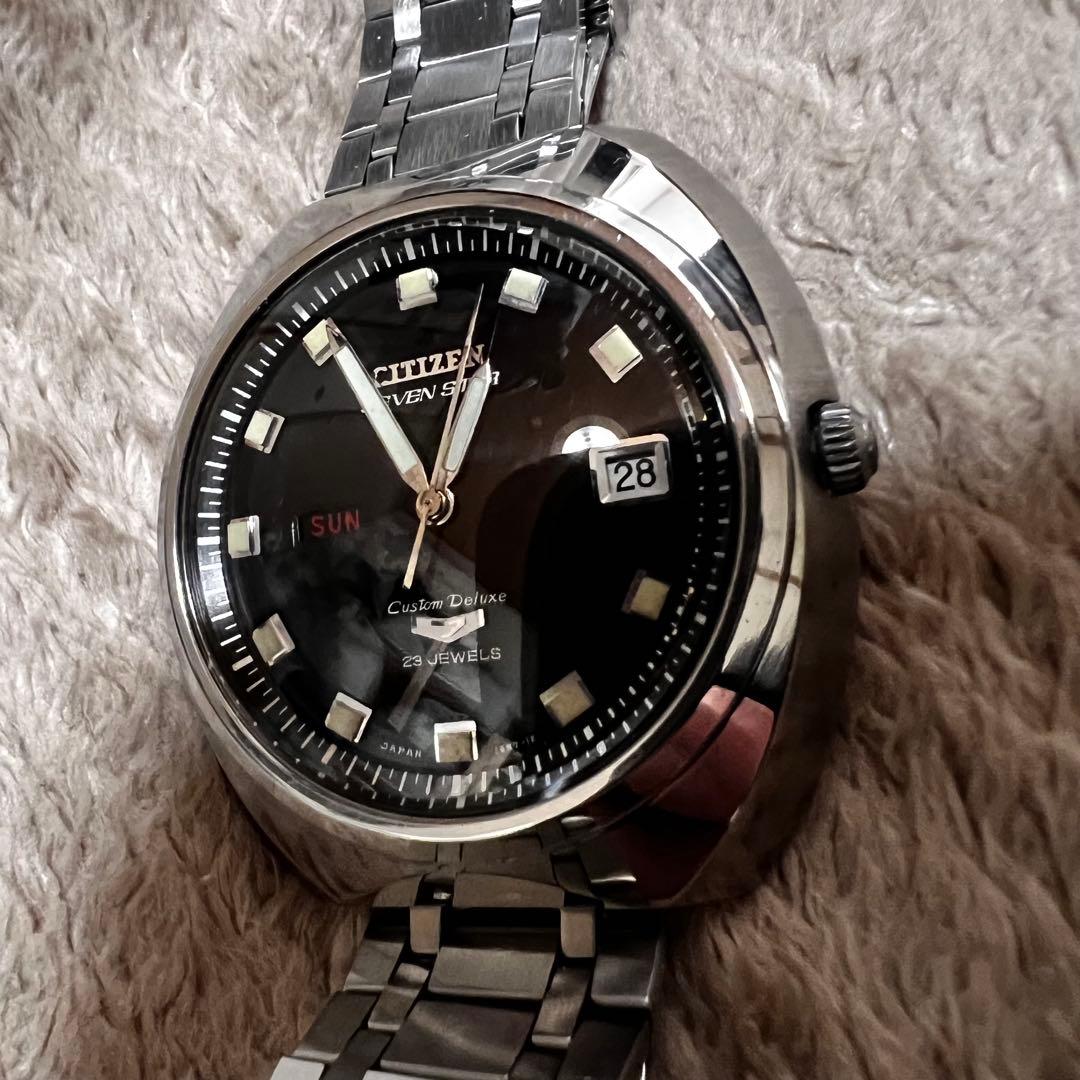 最安値　極上品　美品稼働1968年代物　希少ビンテージ時計ブラックcustom7