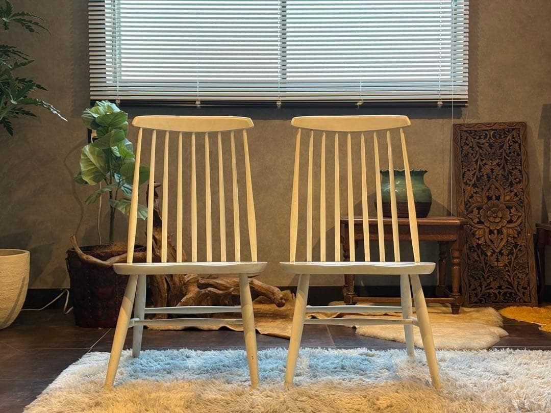 ②太平 ウィンザーチェア　ホワイト　ゴールドスミスチェア　2脚セット　IZ