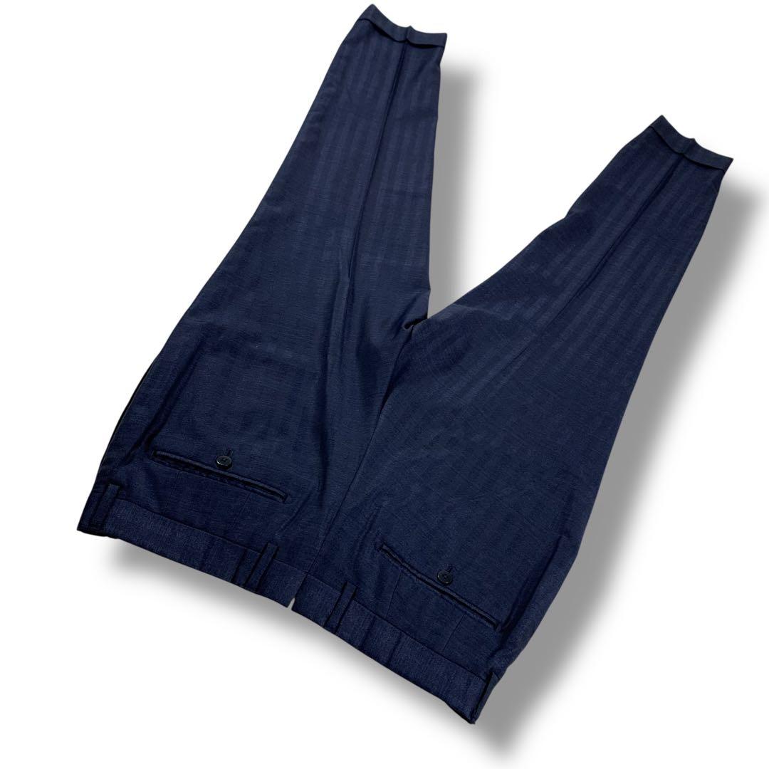 美品✨BEAMS F セットアップ スーツ カシミヤ混 シャドーストライプ 紺