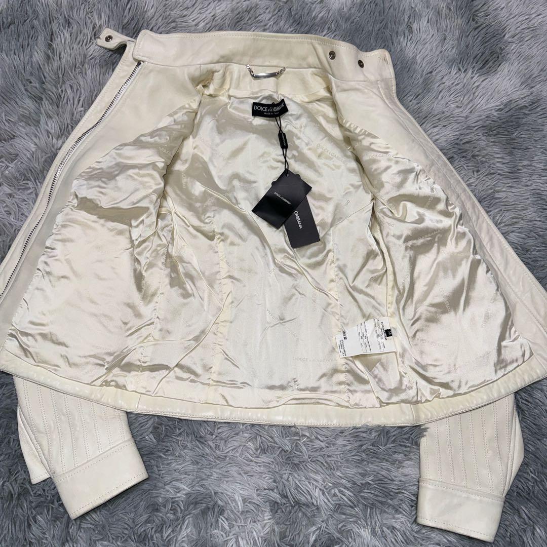 ドルチェ&ガッバーナ　ホワイト　ライダース　38 シープスキン