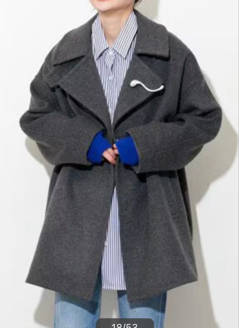 JOURNAL STANDARD ウールアンゴラバルカラーミドルコート グレー