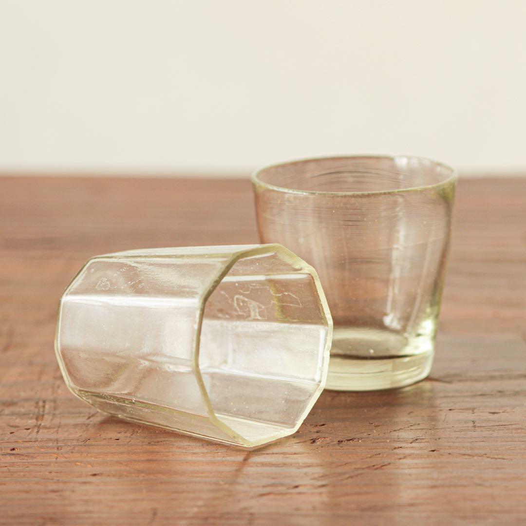明治　大正　ガラス　面取り　ちょこ　猪口　酒器　酒盃　ゆらゆら