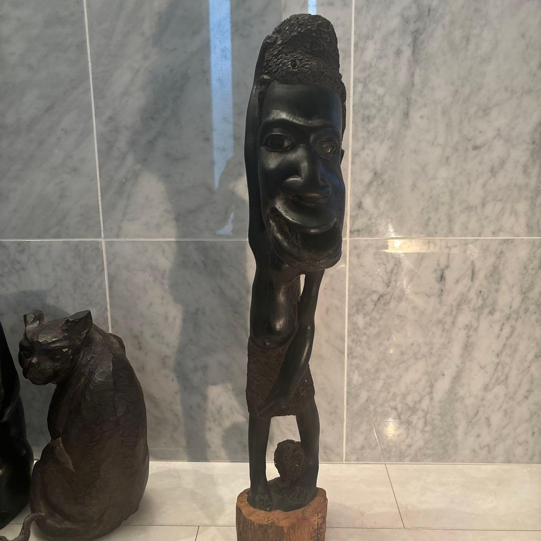 東アフリカビンテージインパクトのある巨大な顔がとてつもない存在感の木彫り