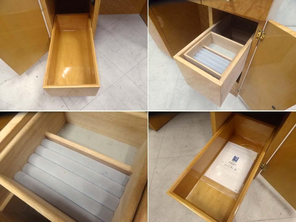 ■松創 matsuso■バーズアイメープル ドレッサー 三面鏡 チェア付