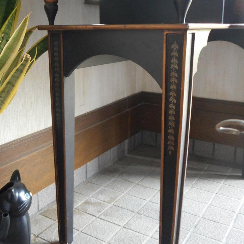 鏡台 ドレッサー 黒 家具 姫系 アンティーク アールヌーボー 魔女 コンソール