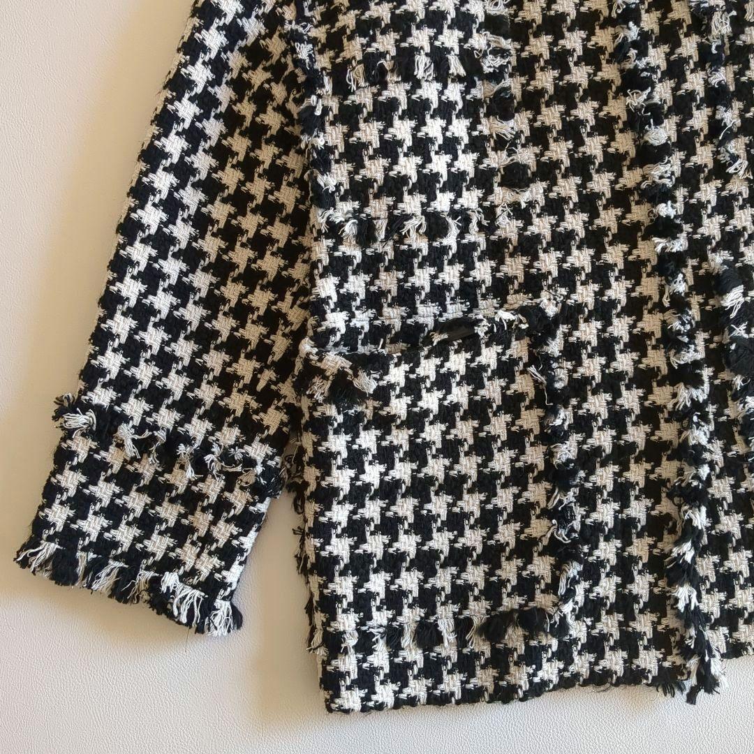 新品★ボールジィ ハウンドトゥース ツイード フリンジ ジャケット 千鳥格子
