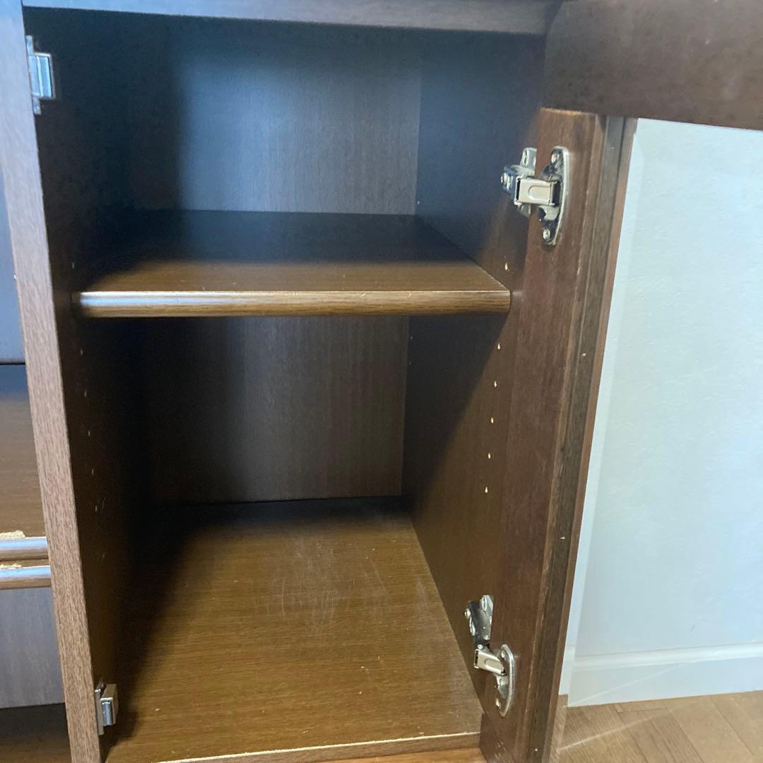 ガラス扉付きキャビネット ブラウン