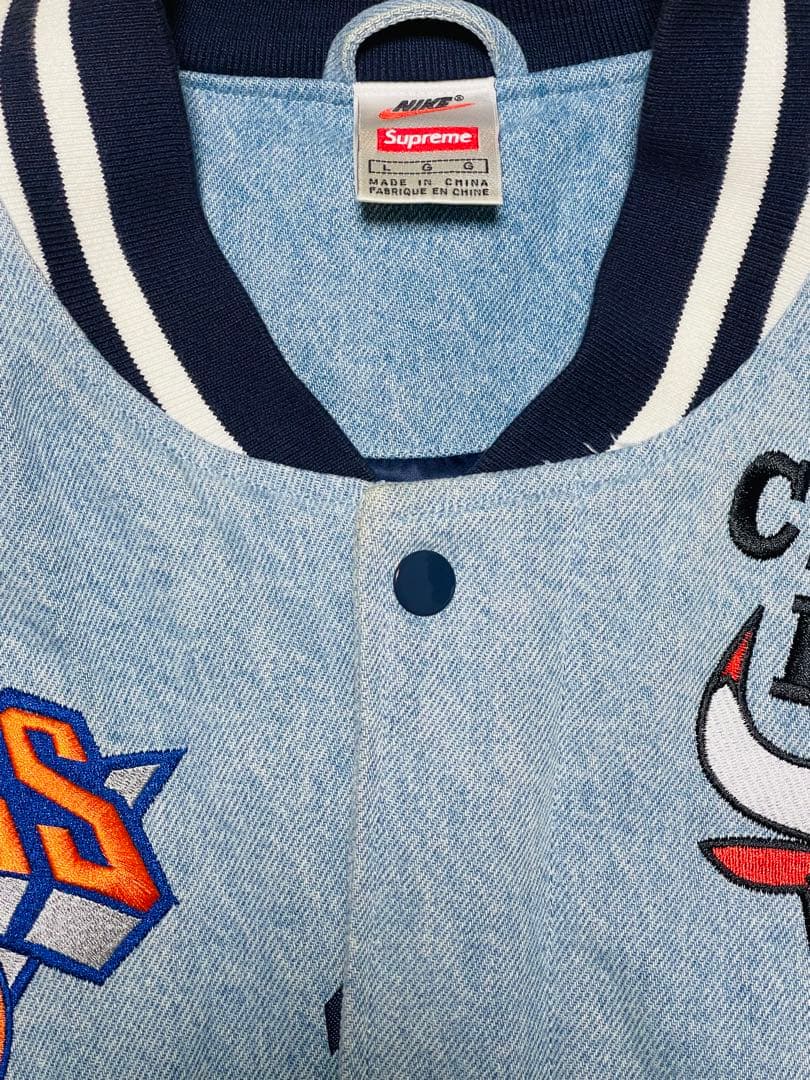 『希少』supreme ナイキ　NBA トリプルコラボ　スタジャン　デニム素材