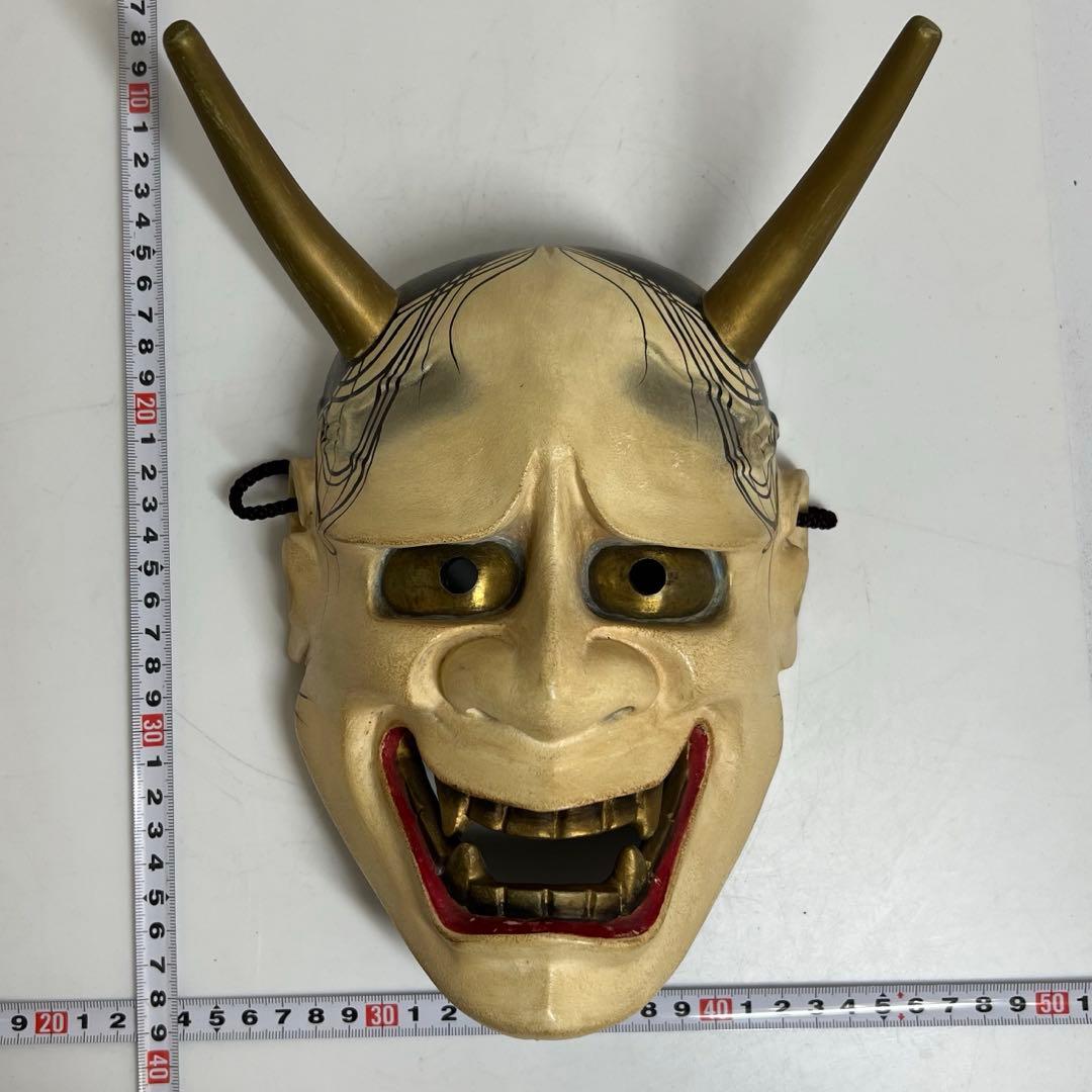 木彫り　般若　能面　h約25.5cm 東K7-1217③