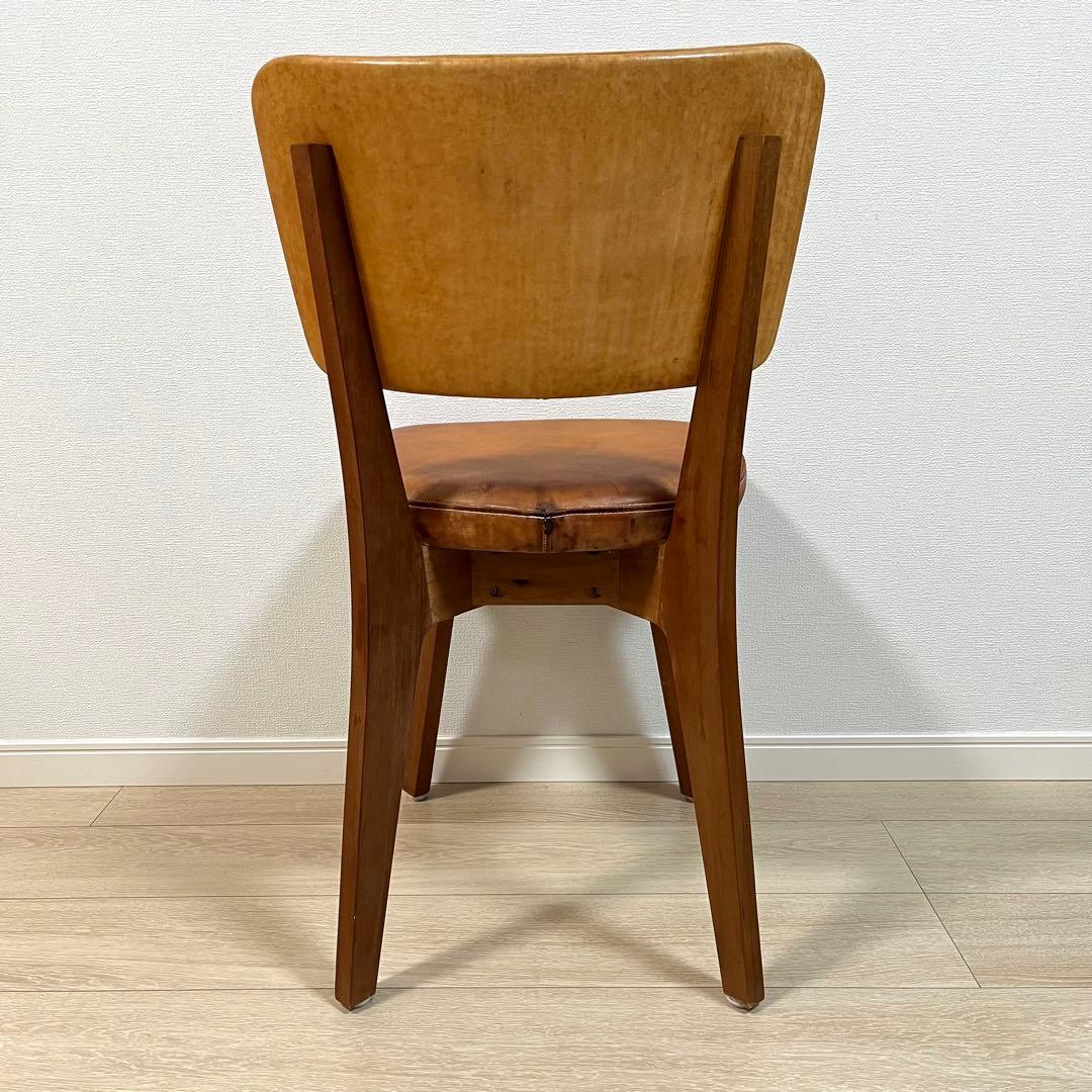 (と01)本革 無垢 ダイニングチェア 国産ヴィンテージ シャルドネ系 WULC