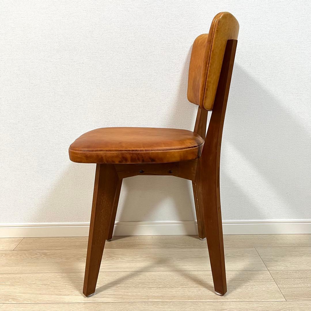 (と01)本革 無垢 ダイニングチェア 国産ヴィンテージ シャルドネ系 WULC