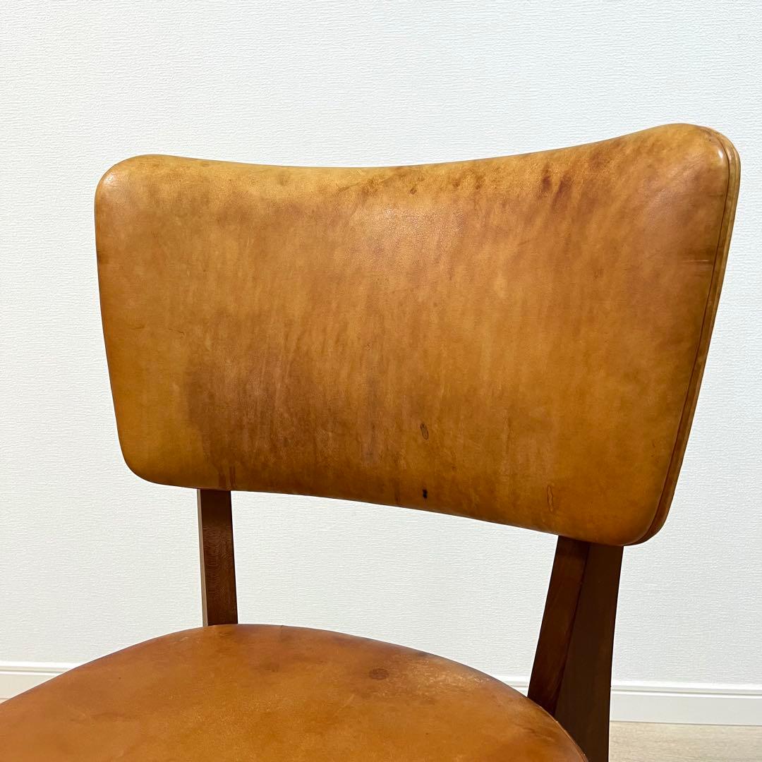 (と01)本革 無垢 ダイニングチェア 国産ヴィンテージ シャルドネ系 WULC