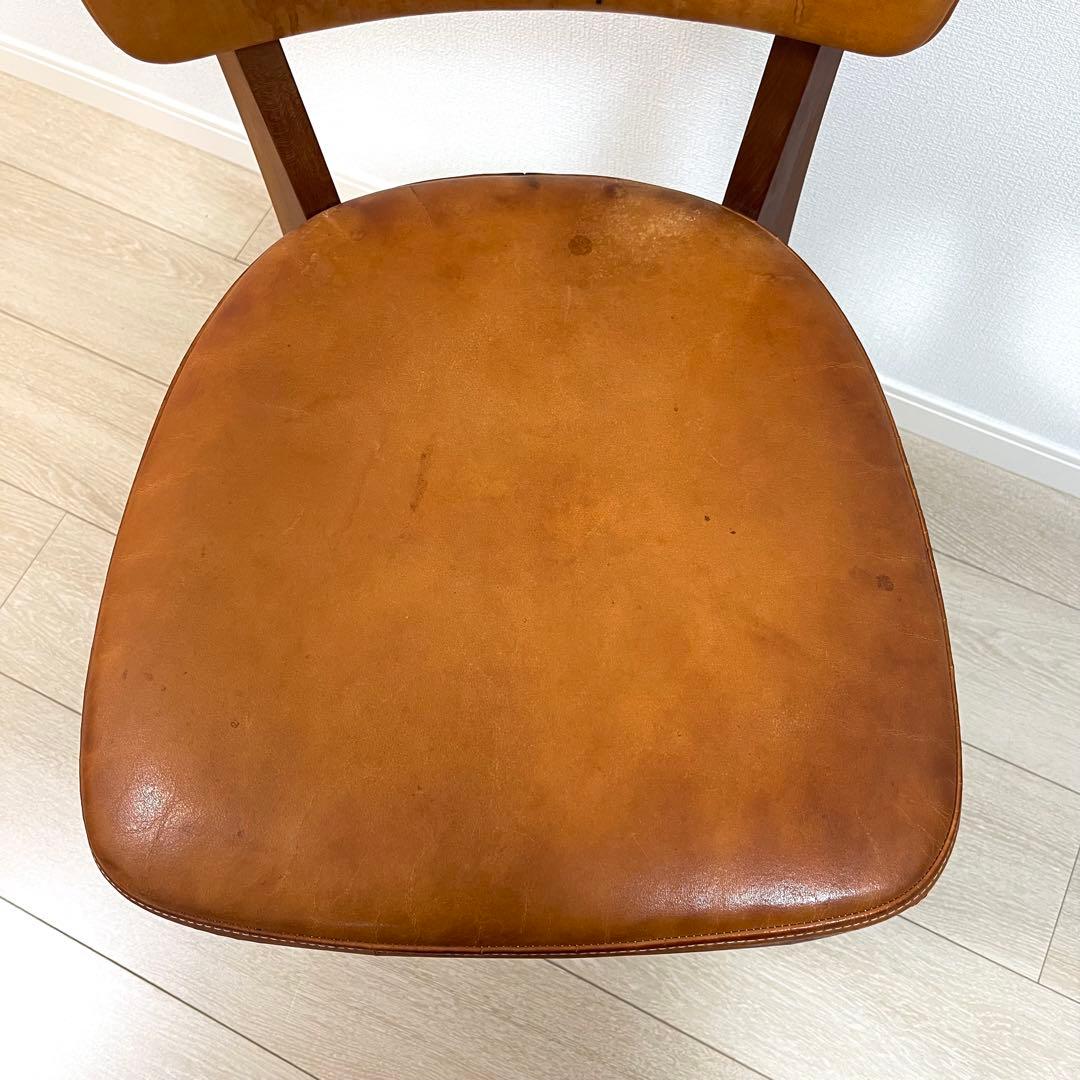 (と01)本革 無垢 ダイニングチェア 国産ヴィンテージ シャルドネ系 WULC