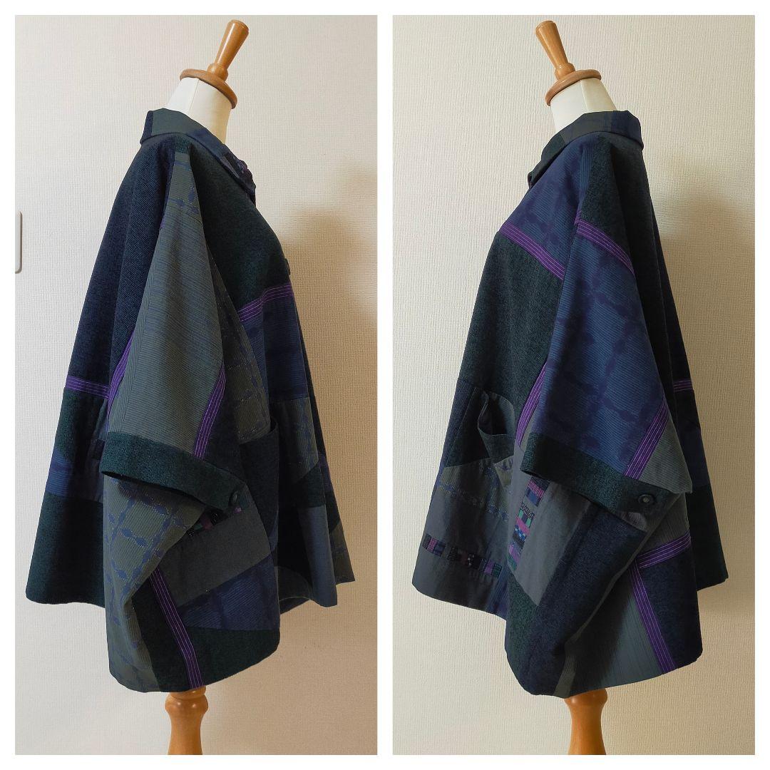 美品　儀右ヱ門　久留米絣ポンチョ　羽織物　ケープ