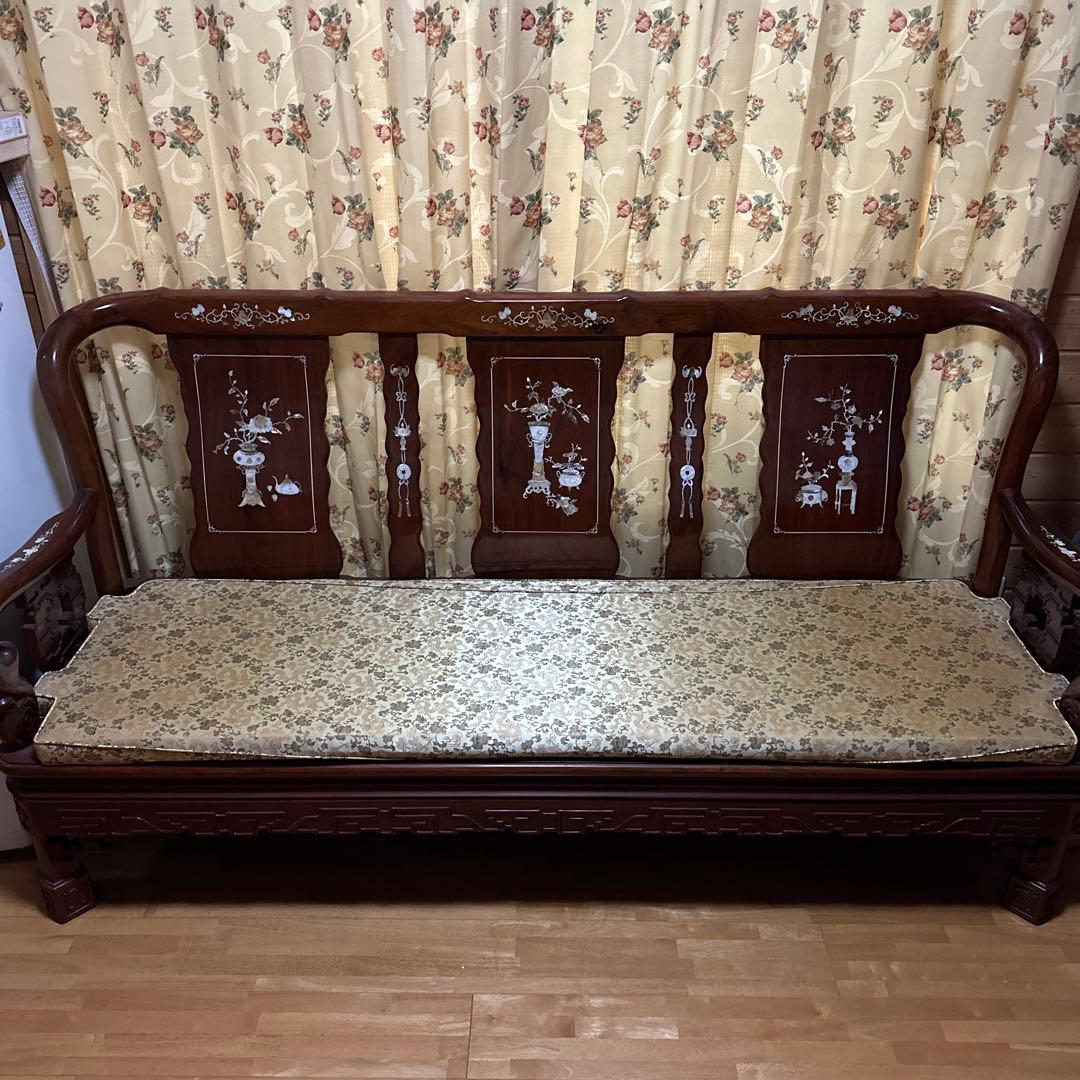 最終価格　骨董品　螺鈿　ベンチチェア　長椅子