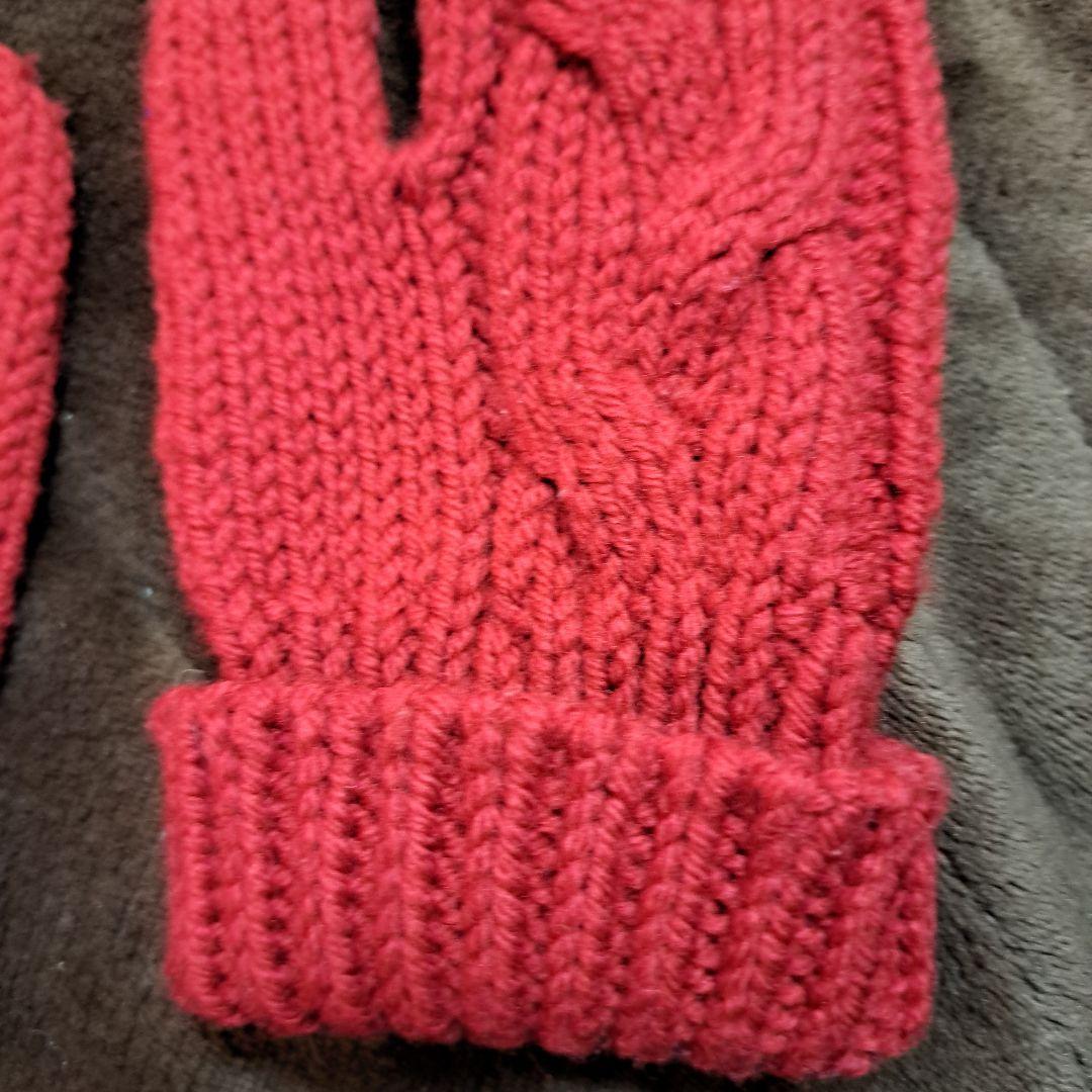 ルイヴィトン 手袋 ミトン ウール100％ レッド 赤