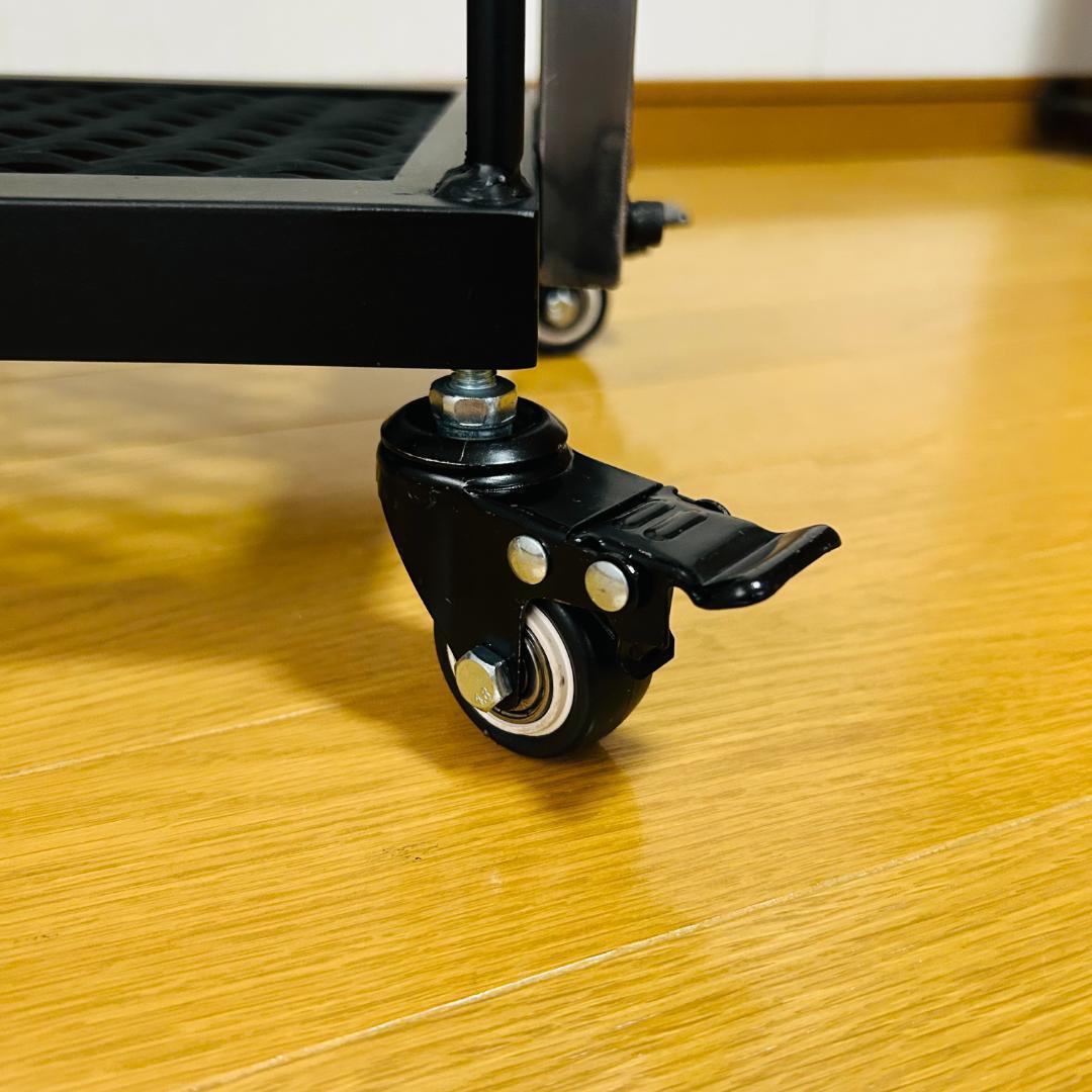 ウイスキーラック　スチールバーカート　3段　メッシュ棚　アイアン家具