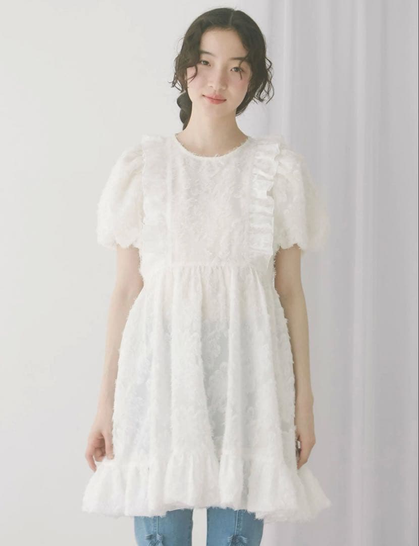 merry jenny メリージェニー　flowerジャガードミニワンピース