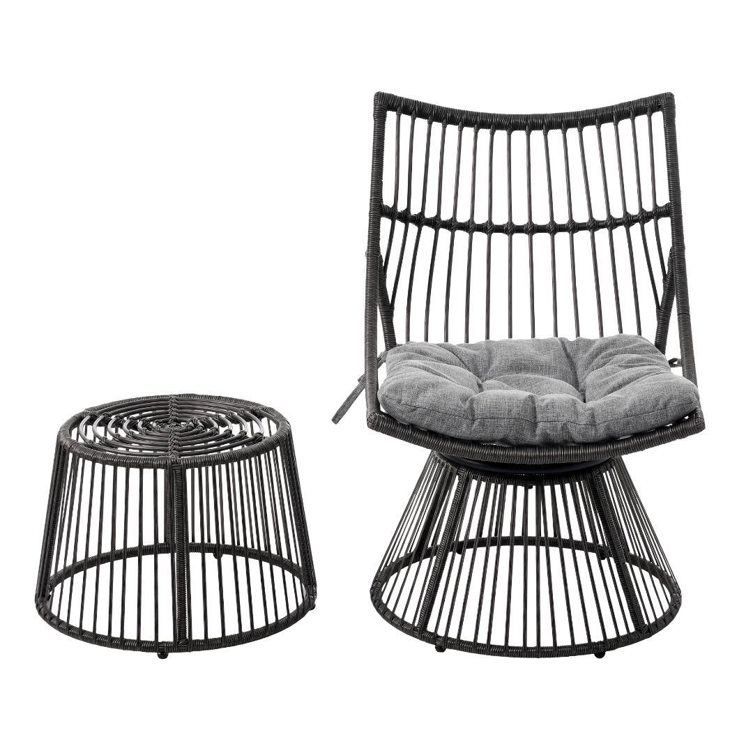 ガーデンファニチャー テーブル 2点セットガーデンベランダガーデンチェアグレー