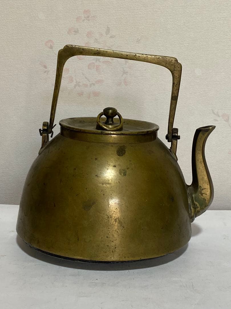 ♦中国清時代 真鍮製 薬鑵 薬缶 酒缶 茶器やかん 銅器銅製 珍物 古美術骨董品