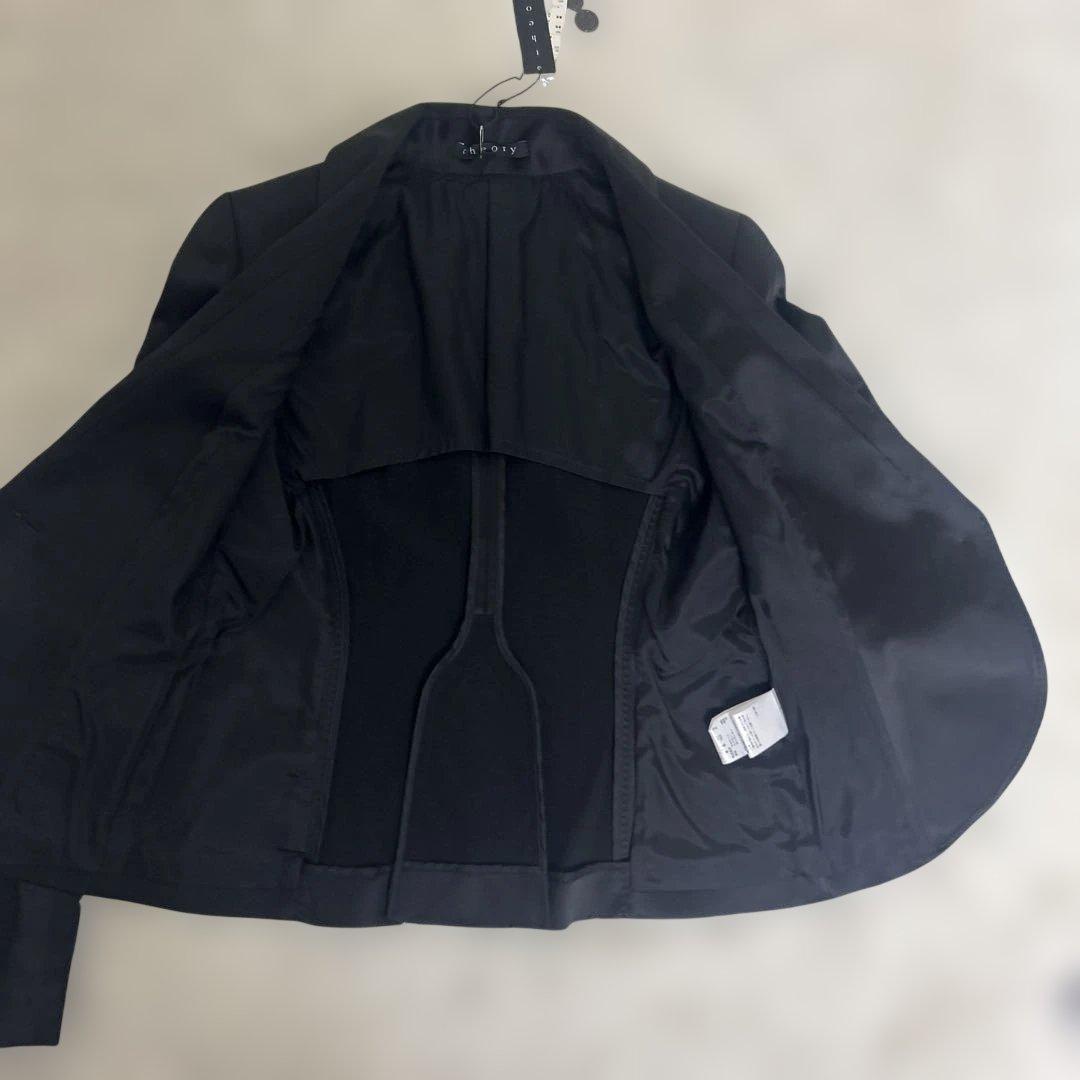 【未使用】theory セオリー テーラードジャケット 光沢　ストレッチ　黒