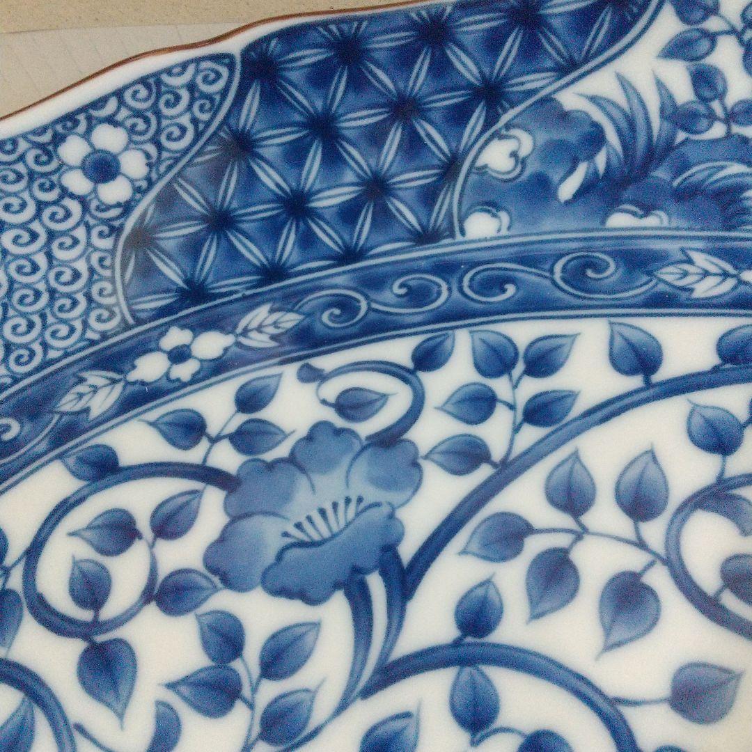 美濃焼・龍峯☆楕円大皿2枚セット　ねじり祥瑞　オードブル皿染付