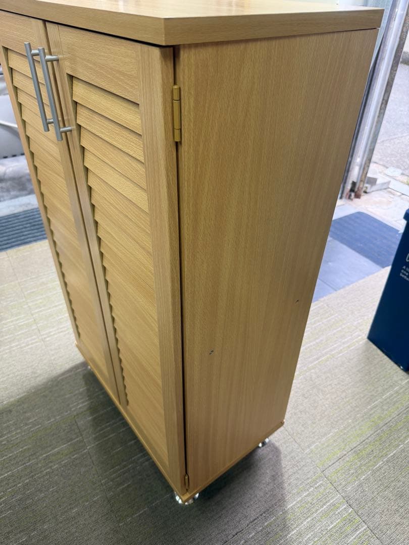 【超美品】【完成品】不二貿易　ルーバーシューズボックス　ナチュラル色