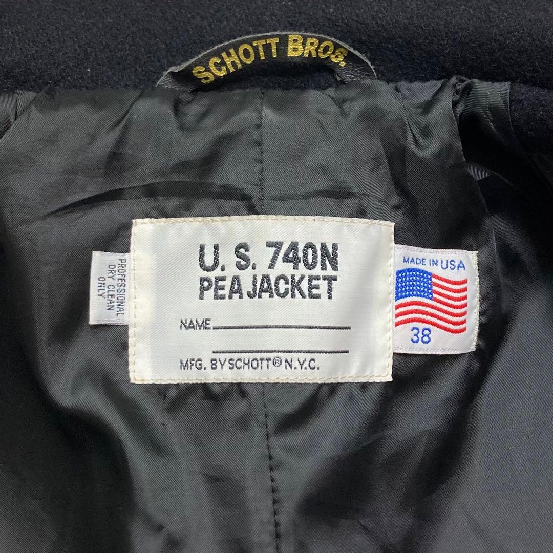 Schott メルトンウール ピーコート 740N 753US メンズ ブラック