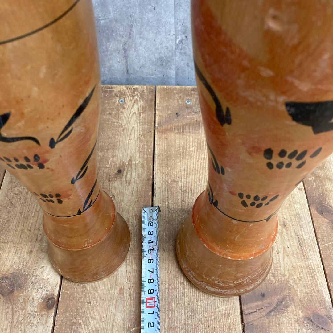 E-4 【伝統工芸品】遠刈田系 木彫りこけし 2体セット 早見正雄 作（サイ