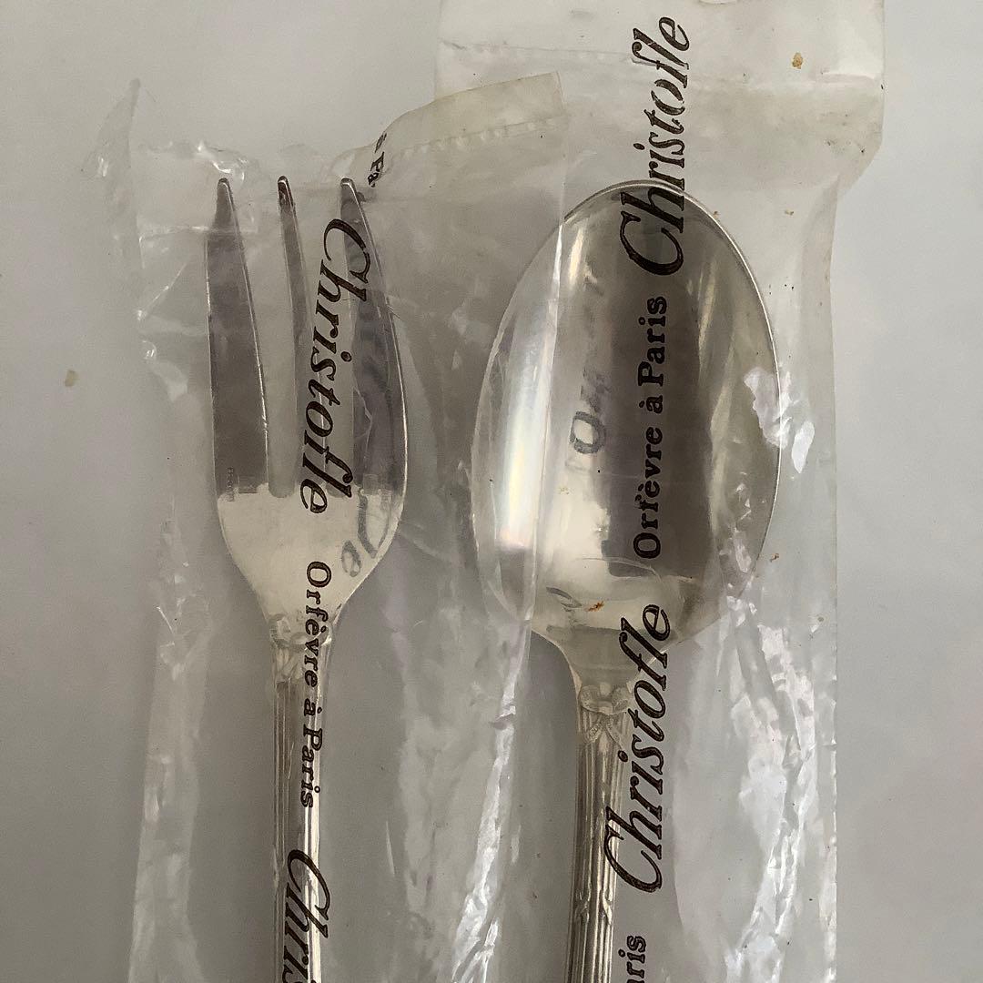 銀製クリストフル　デザートスプーン、フォークセット　①