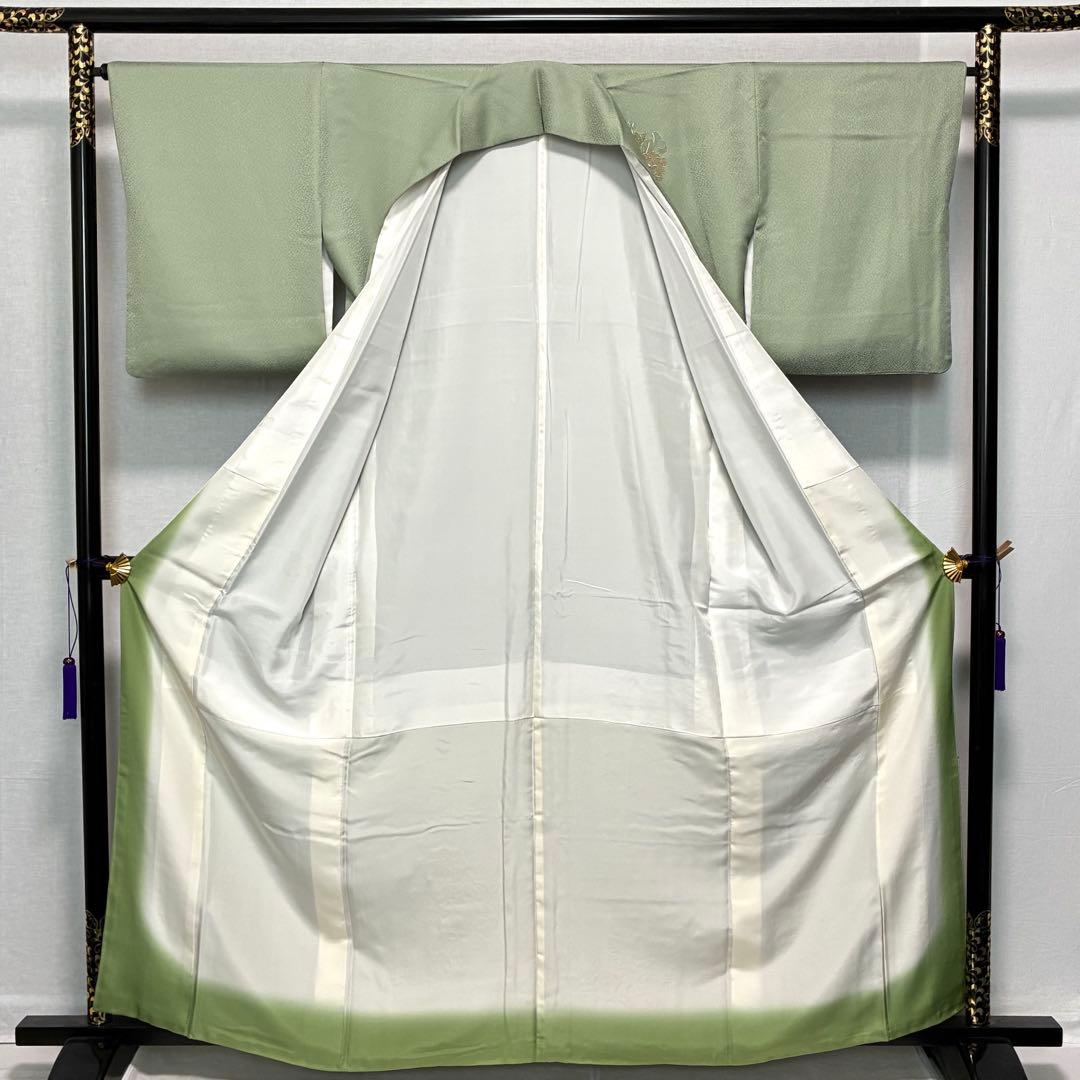 D53 訪問着 総刺繍 汕頭・蘇州・相良刺繍 花模様 正絹 着物 袷 極美品