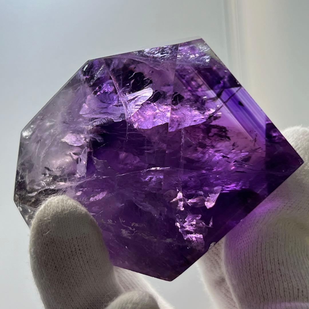 天然石 美品 高品質 スーパーファントムアメジストフリーフォーム ライト付