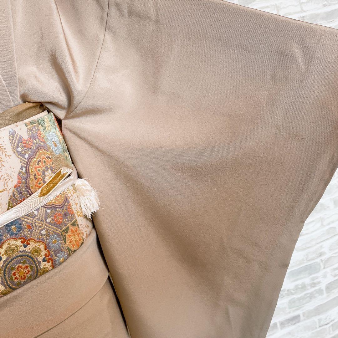 色留袖　フルセット　稲穂　鳥　丸に三つ柏　金駒　金彩　五つ紋　比翼仕立て　L3