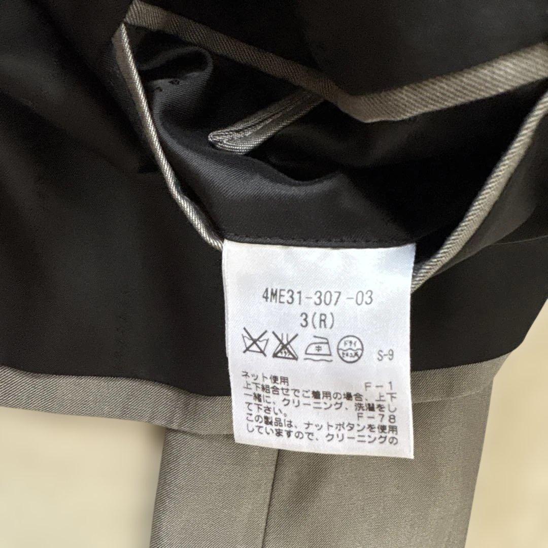 【シルク混】美品　ブラックバレットバイニールバレット　スーツL 灰　光沢　本切羽