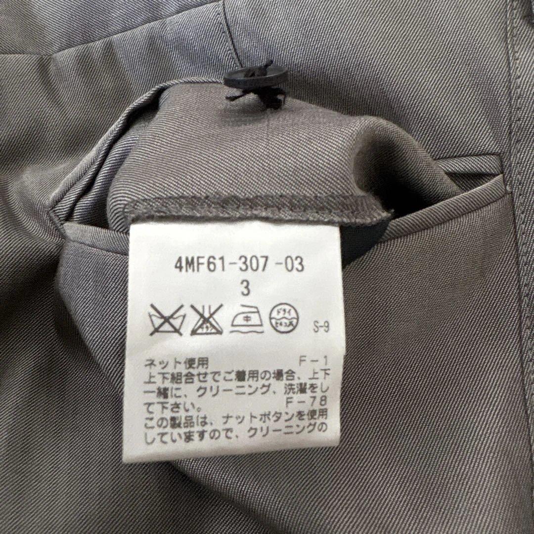 【シルク混】美品　ブラックバレットバイニールバレット　スーツL 灰　光沢　本切羽