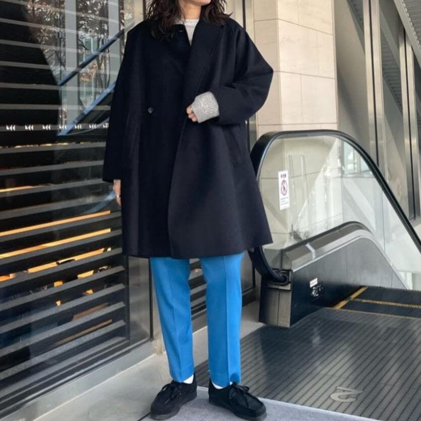 22aw Beauty & Youth リバー ポンチョ コート ネイビー S