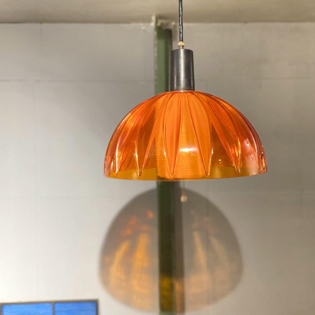 ペンダントライト レトロポップ 昭和レトロ 当時物 インテリア オレンジ