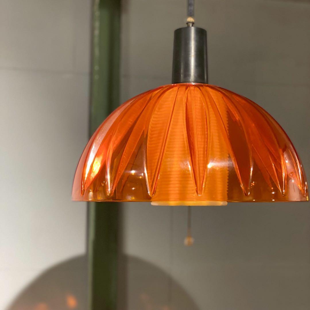 ペンダントライト レトロポップ 昭和レトロ 当時物 インテリア オレンジ
