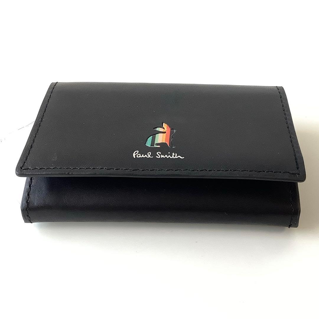 新品★ポールスミス★マーケトリーストライプラビット名刺入れカードケース★ブラック